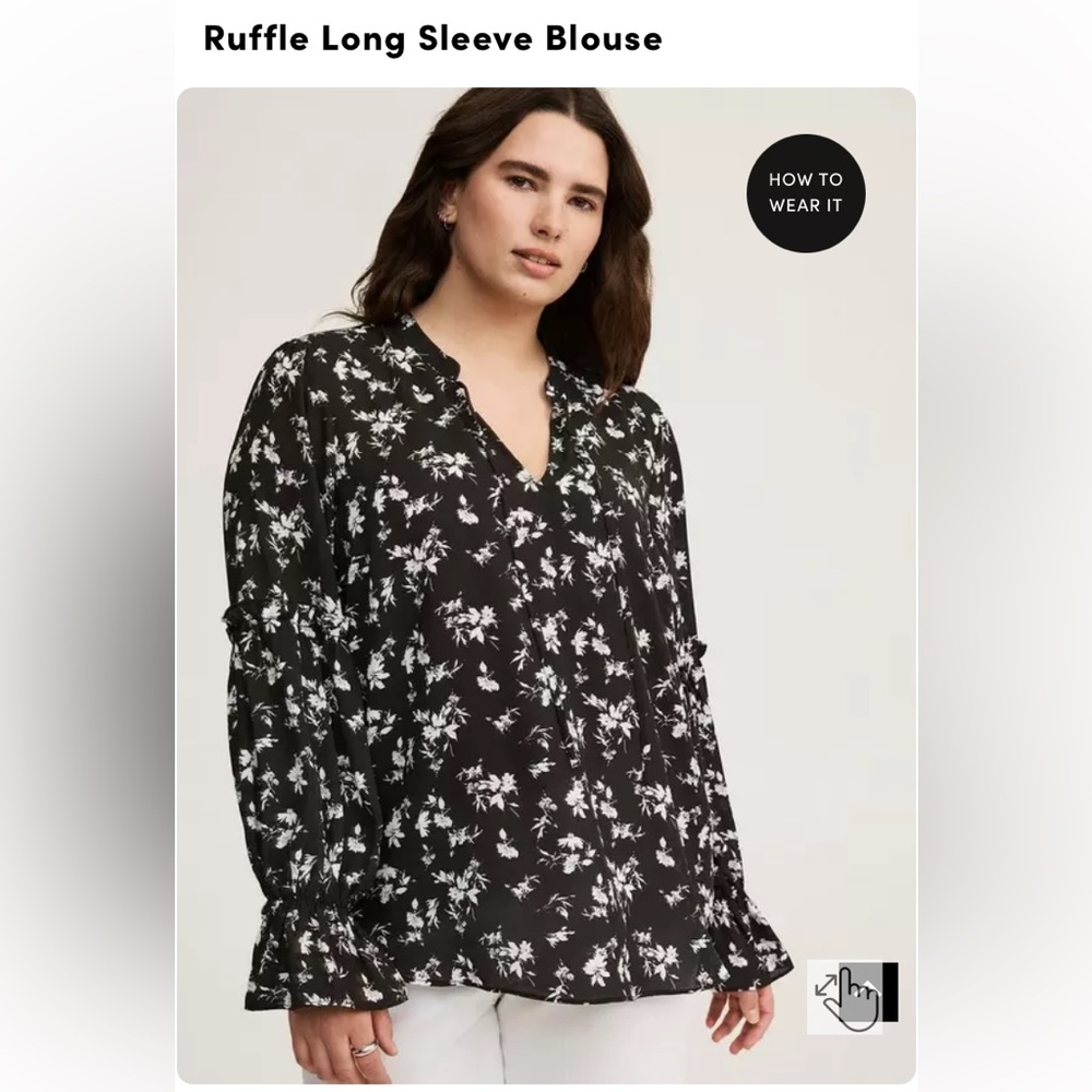 Torrid Floral Black and White Women's Top